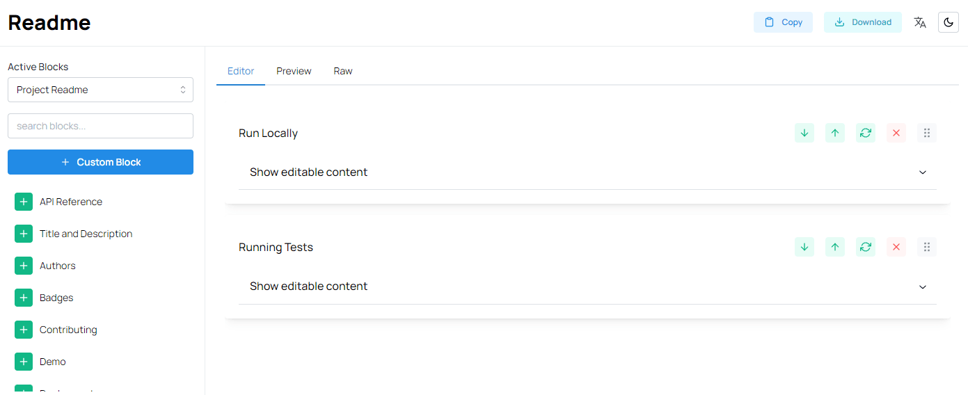 ReadmeQuik drag-and-drop README markdown builder